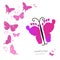 Baby foot prints and butterfly newborn baby greeting card vector