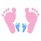 Baby foot prints and family. Baby girl baby boy. Baby symbol