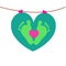 Baby foot prints with hanging hearts vector