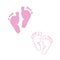 Baby foot prints. Pink colored with Baby girl baby girl foot prints