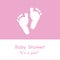 Baby foot prints. Pink colored Baby girl foot print. Baby symbol. Baby shower It`s a girl