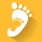 Baby footprint in adult foot icon. Kids shoes store icon. Family sign. Parent and child symbol. Adoption emblem. Charity campaign.