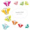 Baby footprints and butterfly greeting card