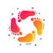 Baby footprints icon. Child barefoot steps. Vector