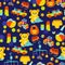 Baby Gears And Toys Seamless Pattern Background