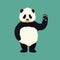 Baby giant panda standing on hind legs and waving. Black and white chinese bear cub.