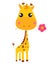 Baby giraffe and flower