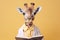 baby giraffe looking like a teenager student or pupil ready to study created with Generative AI technology