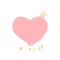 Baby girl birth announcement, baby card design with a pink heart and gold crown and message It`s a Girl.