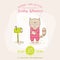 Baby Girl Cat with Mail - Baby Shower or Arrival Card