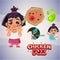 Baby girl with chicken pox rash. infographic set - illust