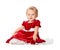 Baby Girl in Christmas Outfit on White Background