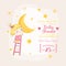 Baby Girl Climbing on a Moon - Baby Shower or Arrival Card