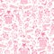 Baby girl cute seamless pattern. Sleep newborn ite