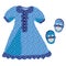 Baby girl dress with blue polka dot