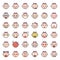 Baby girl emoticon filled outline icon set