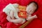 baby girl with gesture of happy chinese new year