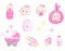 Baby girl icon set