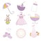 Baby girl items set in vector format