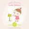 Baby Girl with Mail - Baby Shower or Arrival Card