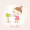 Baby Girl with Mail - Baby Shower Card