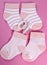 Baby girl nursery pink and white stripe socks