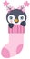 Baby girl penguin inside in pink sock