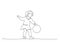 Baby girl playing with ball Continuous one Line art drawing
