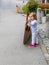 Baby. Girl. Playing. Boat. Cardboard. Toys