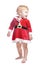 Baby girl in a red christmas fancy dress