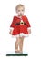 Baby girl in a red christmas fancy dress