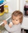 Baby. Girl. Refrigerator. Child. Cute. Kitchen