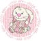 Baby girl round label with cute bunny