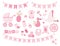 Baby girl shower design elements. Vector set of cute newborn icons.