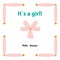 Baby girl shower invitation stitched with silk pink ribbon