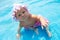 Baby girl sitting in waterpool