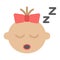 Baby girl sleep flat icon, child and infant