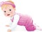 Baby girl smiling and crawling, isolated