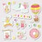 Baby Girl Stickers for Baby Shower Party Celebration. Decorative Elements for Newborn