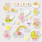 Baby Girl Stickers, Patches for Baby Shower Party Celebration. Decorative Elements for Newborn