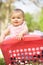 Baby Girl In Summer Dress Sitting