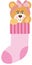 Baby girl teddy bear inside on pink sock