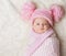 Baby Girl Wrapped Up Newborn Blanket, New Born Kid Bundled Hat