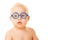 Baby in glasses looking at something