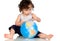 Baby with globe.