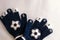 Baby gloves with numbers and soccer ball