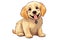 Baby Golden Retriever Dog Sticker On Isolated Tansparent Background, Png, Logo. Generative AI
