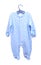 Baby goods hanging. Children`s clothing body cosmonaut sliders pijama on a hanger isolated