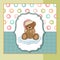 Baby greeting card with teddy bear
