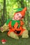 Baby in a halloween pumpkin costume